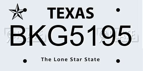 BKG5195 Texas License Plate