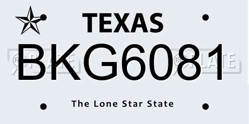 BKG6081 Texas License Plate