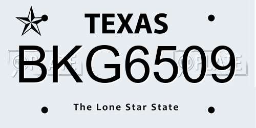 BKG6509 Texas License Plate