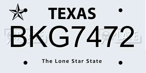 BKG7472 Texas License Plate