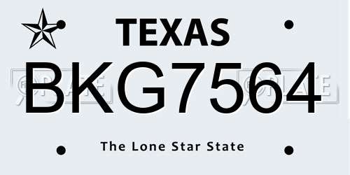 BKG7564 Texas License Plate