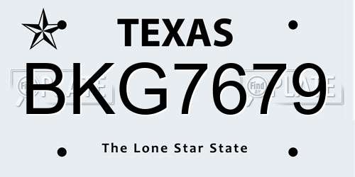 BKG7679 Texas License Plate
