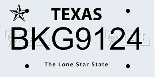 BKG9124 Texas License Plate