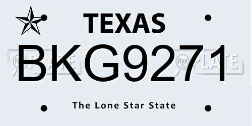 BKG9271 Texas License Plate