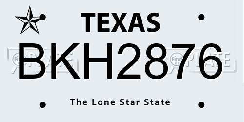 BKH2876 Texas License Plate