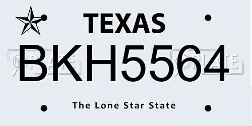 BKH5564 Texas License Plate
