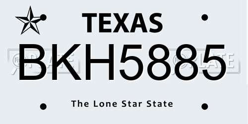 BKH5885 Texas License Plate