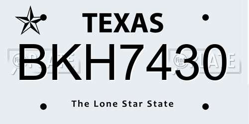 BKH7430 Texas License Plate