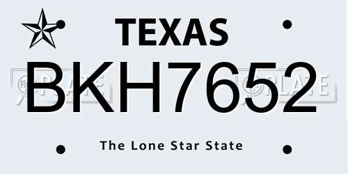 BKH7652 Texas License Plate