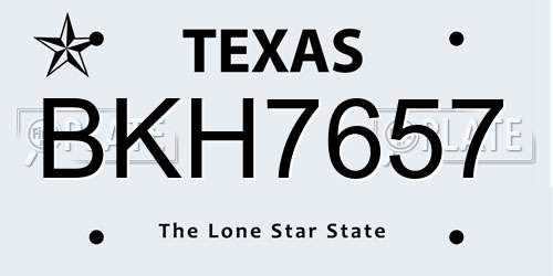 BKH7657 Texas License Plate