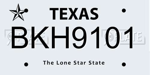 BKH9101 Texas License Plate