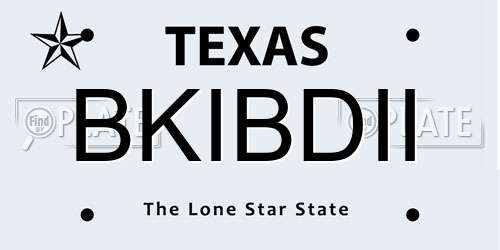 BKIBDII Texas License Plate