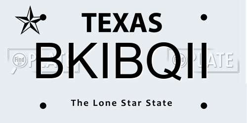 BKIBQII Texas License Plate