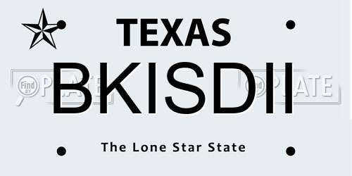 BKISDII Texas License Plate