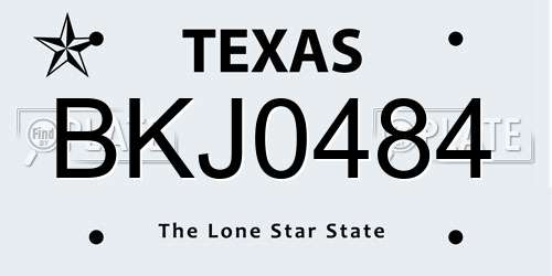 BKJ0484 Texas License Plate