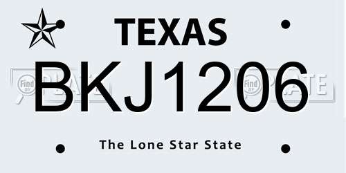 BKJ1206 Texas License Plate