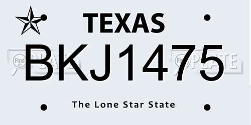 BKJ1475 Texas License Plate