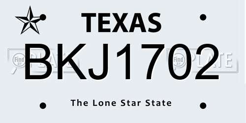 BKJ1702 Texas License Plate
