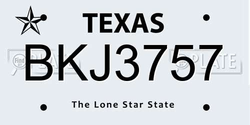 BKJ3757 Texas License Plate