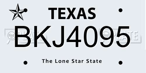 BKJ4095 Texas License Plate