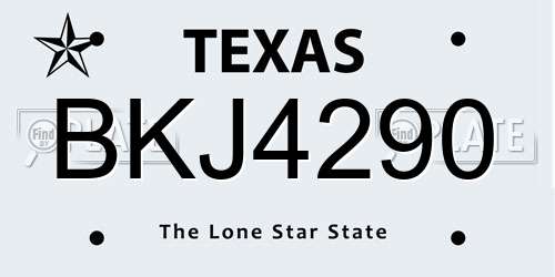 BKJ4290 Texas License Plate