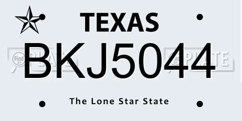 BKJ5044 Texas License Plate
