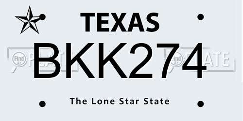 BKK274 Texas License Plate