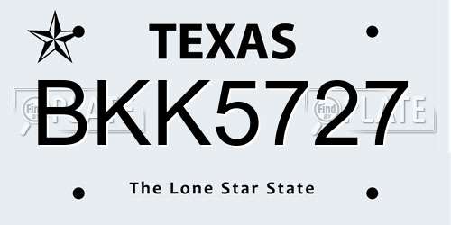 BKK5727 Texas License Plate