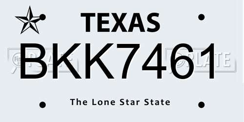 BKK7461 Texas License Plate