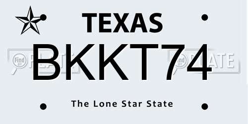 BKKT74 Texas License Plate