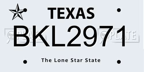 BKL2971 Texas License Plate
