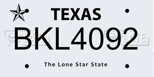 BKL4092 Texas License Plate