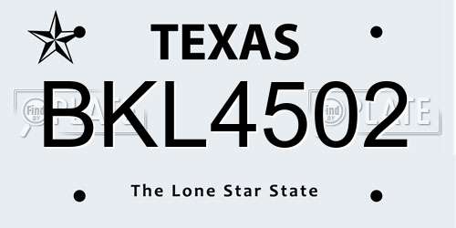 BKL4502 Texas License Plate