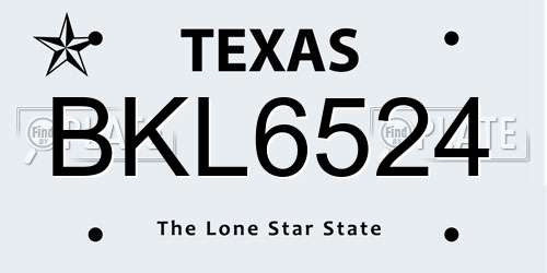 BKL6524 Texas License Plate