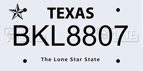 BKL8807 Texas License Plate