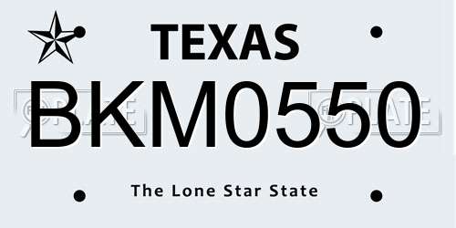 BKM0550 Texas License Plate