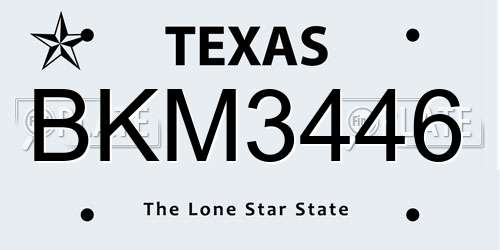 BKM3446 Texas License Plate