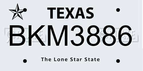 BKM3886 Texas License Plate