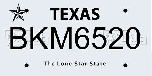 BKM6520 Texas License Plate
