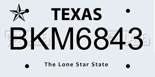 BKM6843 Texas License Plate