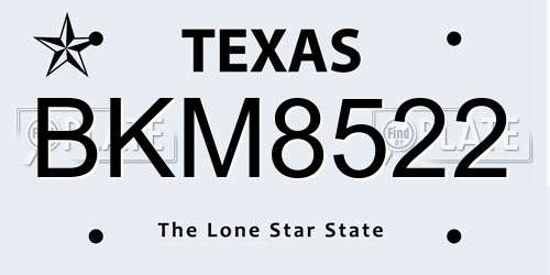 BKM8522 Texas License Plate