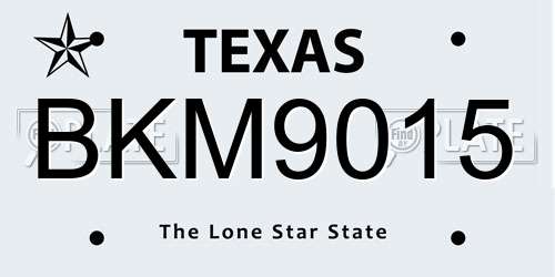 BKM9015 Texas License Plate