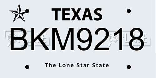 BKM9218 Texas License Plate