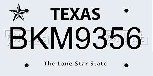 BKM9356 Texas License Plate