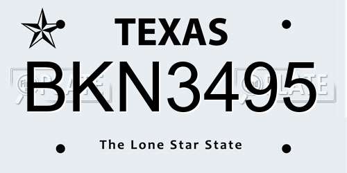 BKN3495 Texas License Plate