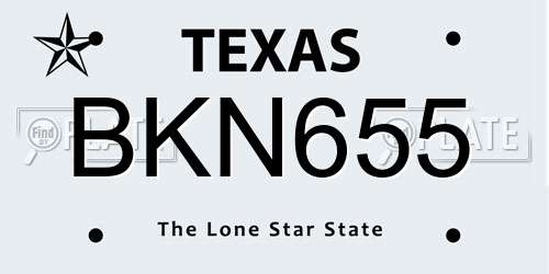BKN655 Texas License Plate