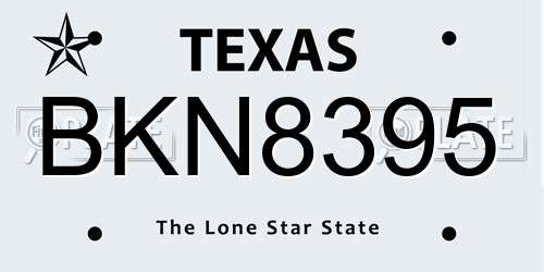 BKN8395 Texas License Plate