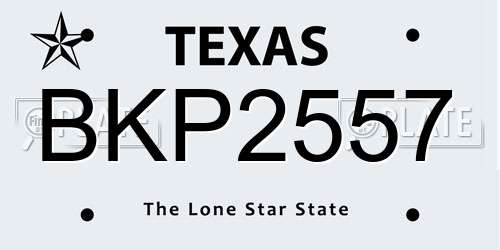 BKP2557 Texas License Plate