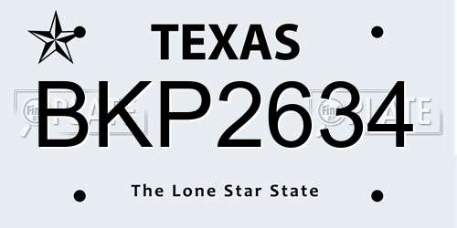 BKP2634 Texas License Plate