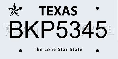 BKP5345 Texas License Plate